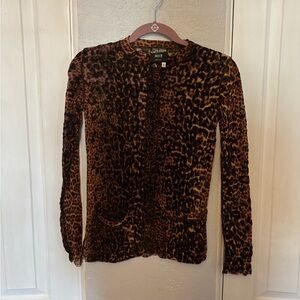 Jean Paul Gaultier Maille Cheetah Print Velvet Burnout Cardigan Size Small